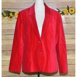 Vintage Womens 20 Red Velvet Double Button Blazer Jacket Holiday Party Christmas